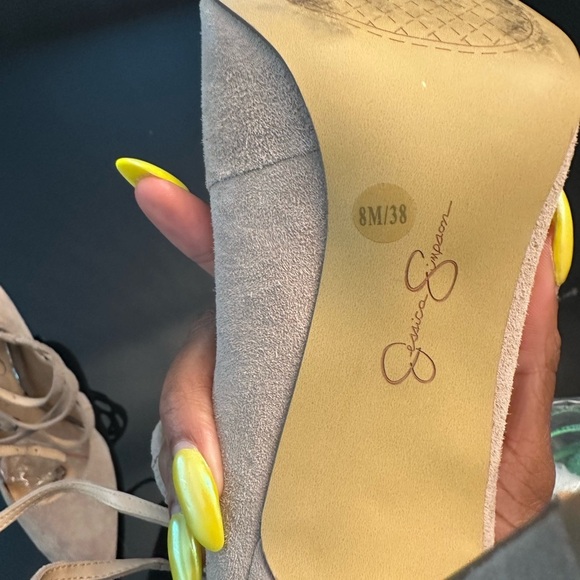 Jessica Simpson Tan Suede Heels with Lace-Up Design - Picture 4 of 9